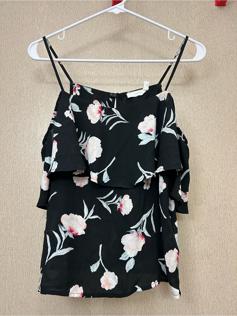 Lush - Ruffle Sleeve Floral Tank Top - Size S